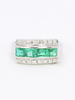 Bague vintage émeraudes diamants - Castafiore