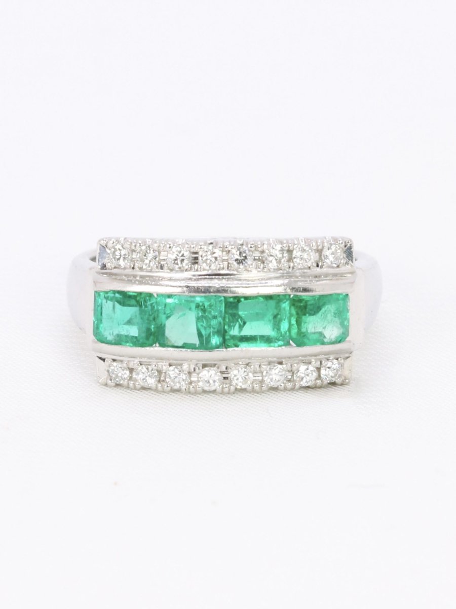 Bague vintage émeraudes diamants - Castafiore