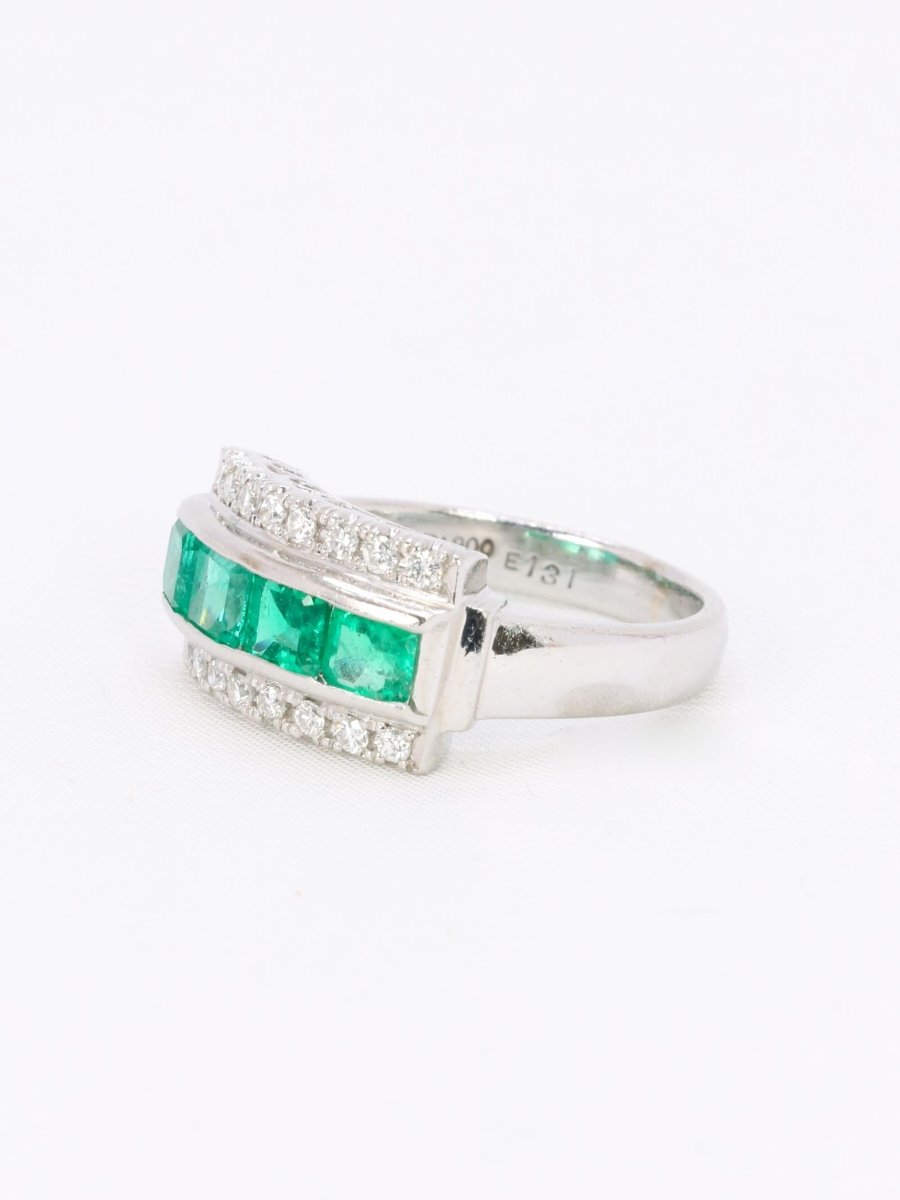 Bague vintage émeraudes diamants - Castafiore