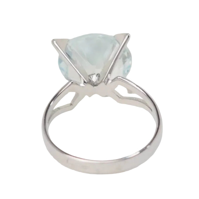 Bague vintage en or blanc et Aigue marine - Castafiore