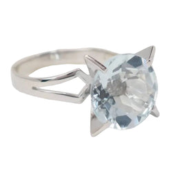 Bague vintage en or blanc et Aigue marine - Castafiore