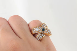 Bague Vintage en Or, Diamants et Saphirs - Castafiore