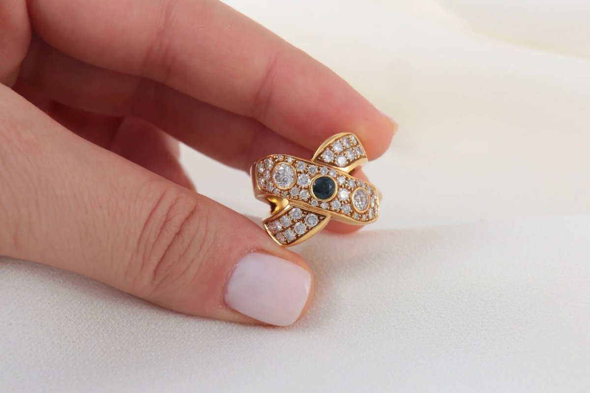 Bague Vintage en Or, Diamants et Saphirs - Castafiore