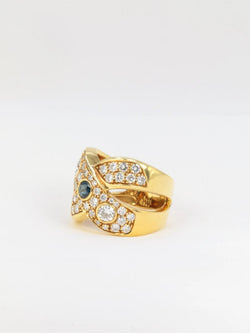 Bague Vintage en Or, Diamants et Saphirs - Castafiore
