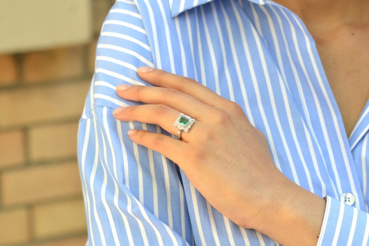 Bague vintage en or et émeraude - Castafiore