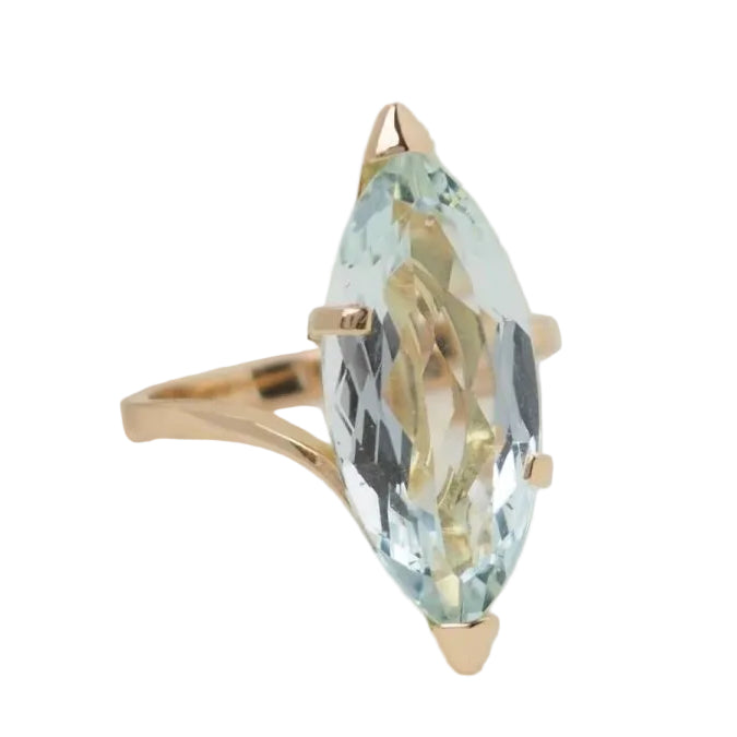 Bague vintage en or jaune et aigue marine - Castafiore