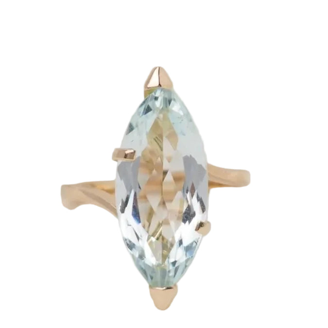 Bague vintage en or jaune et aigue marine - Castafiore