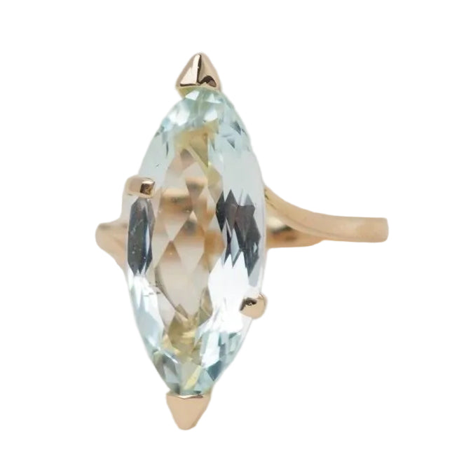 Bague vintage en or jaune et aigue marine - Castafiore