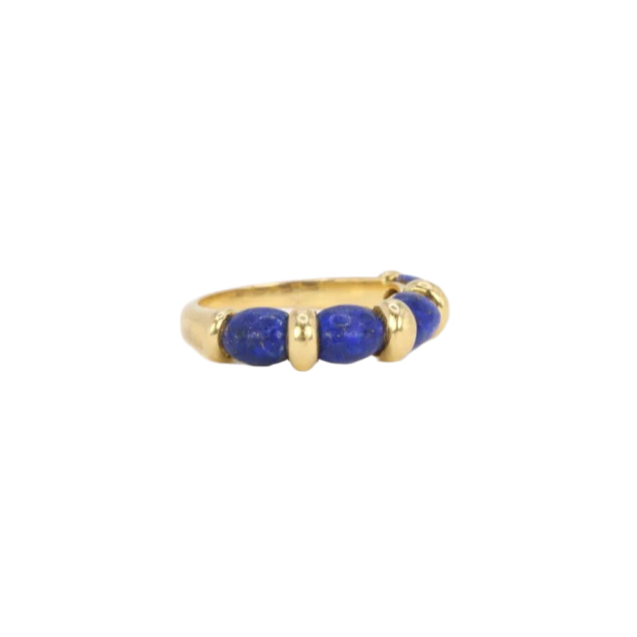 Bague vintage en or jaune et cabochons de lapis lazuli - Castafiore