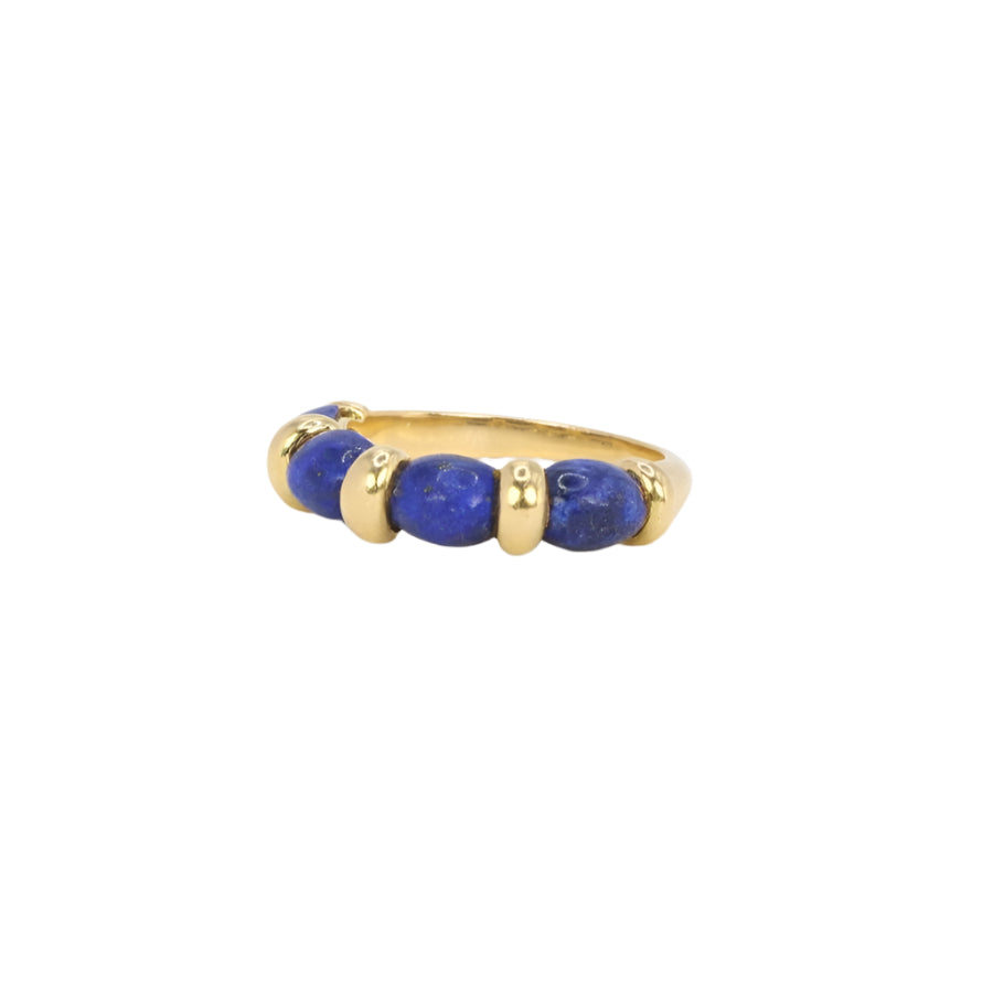 Bague vintage en or jaune et cabochons de lapis lazuli - Castafiore