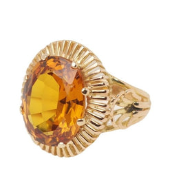 Bague vintage en or jaune et citrine ovale - Castafiore
