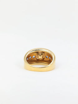 Bague vintage en or jaune, perle et saphirs - Castafiore