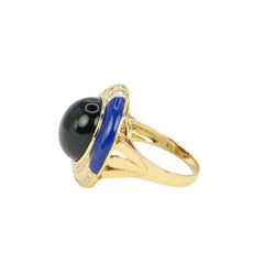 Bague vintage en or, onyx, lapis - lazuli et diamants - Castafiore