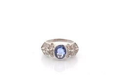 Ring vintage sapphire of 2.15cts and diamonds