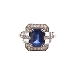 Bague vintage en platine saphir et diamants - Castafiore