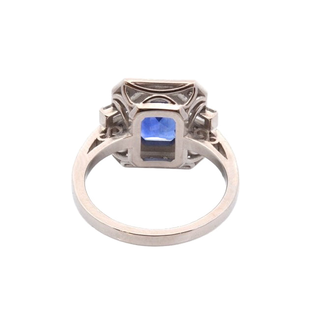 Bague vintage en platine saphir et diamants - Castafiore