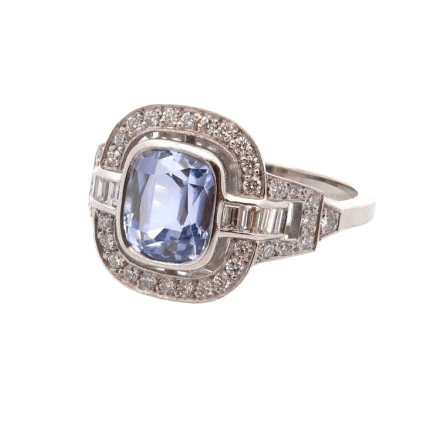 Bague vintage en platine saphir et diamants - Castafiore