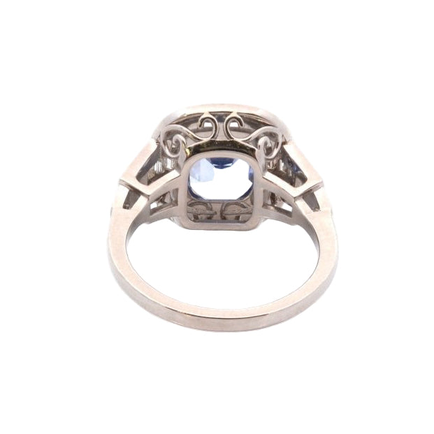Bague vintage en platine saphir et diamants - Castafiore