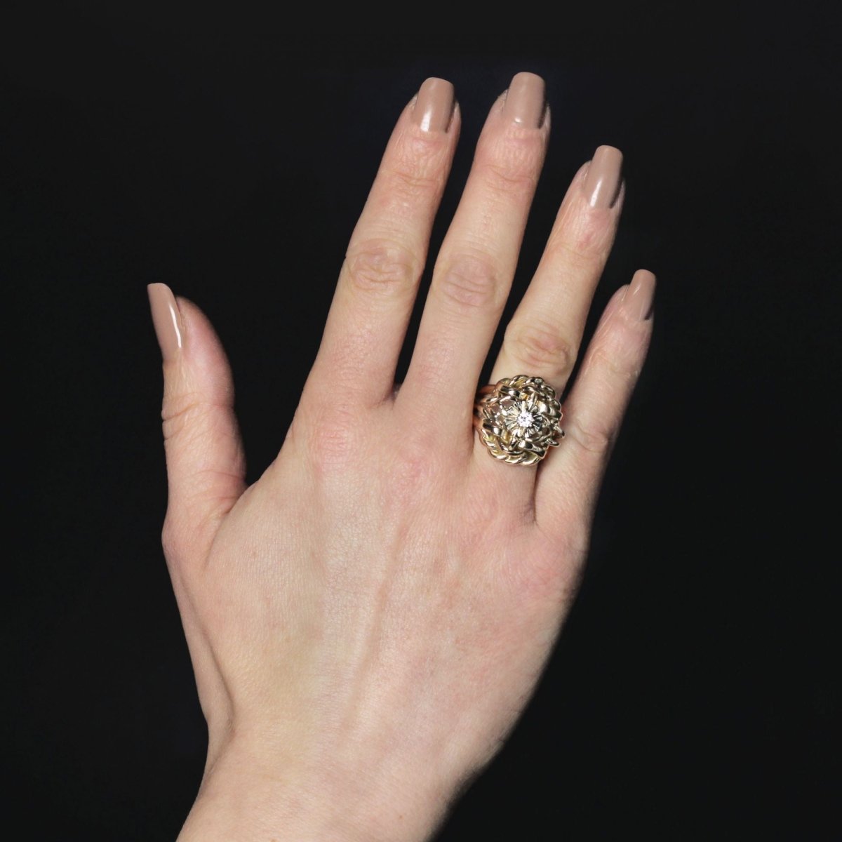 Bague VINTAGE Entrelacé en or jaune et diamant - Castafiore