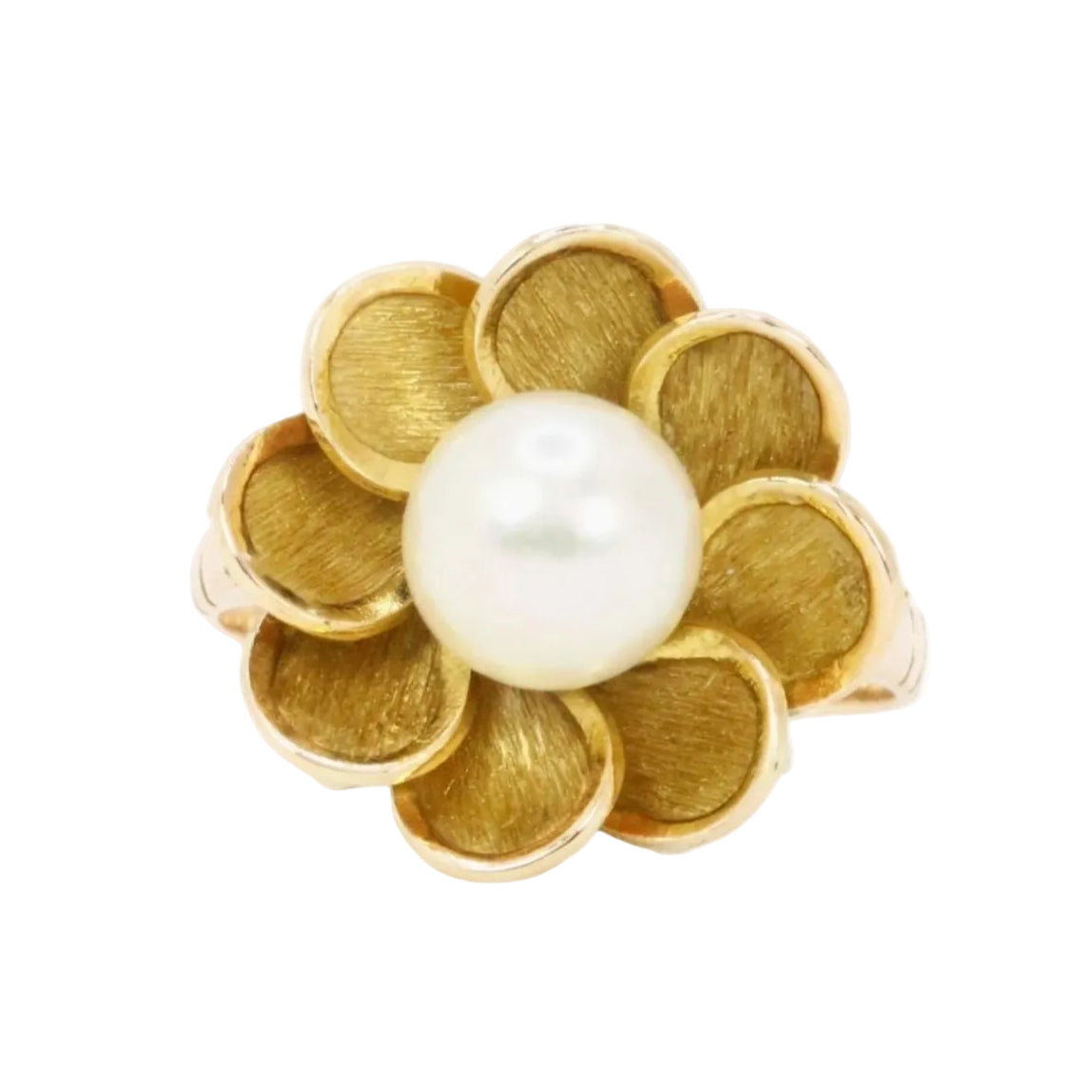 Bague VINTAGE Fleur en or jaune et perle - Castafiore