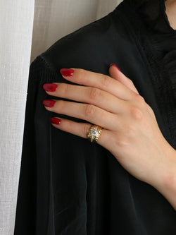 Bague vintage godrons or jaune diamant 0.8 ct - Castafiore