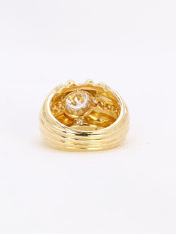 Bague vintage godrons or jaune diamant 0.8 ct - Castafiore