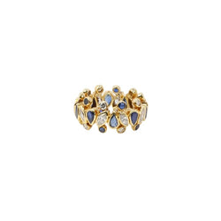 Bague vintage Harry Winston or jaune, saphirs et diamants - Castafiore