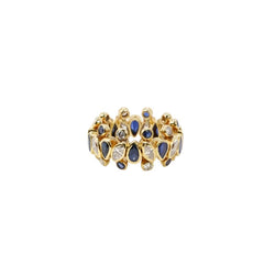 Bague vintage Harry Winston or jaune, saphirs et diamants - Castafiore