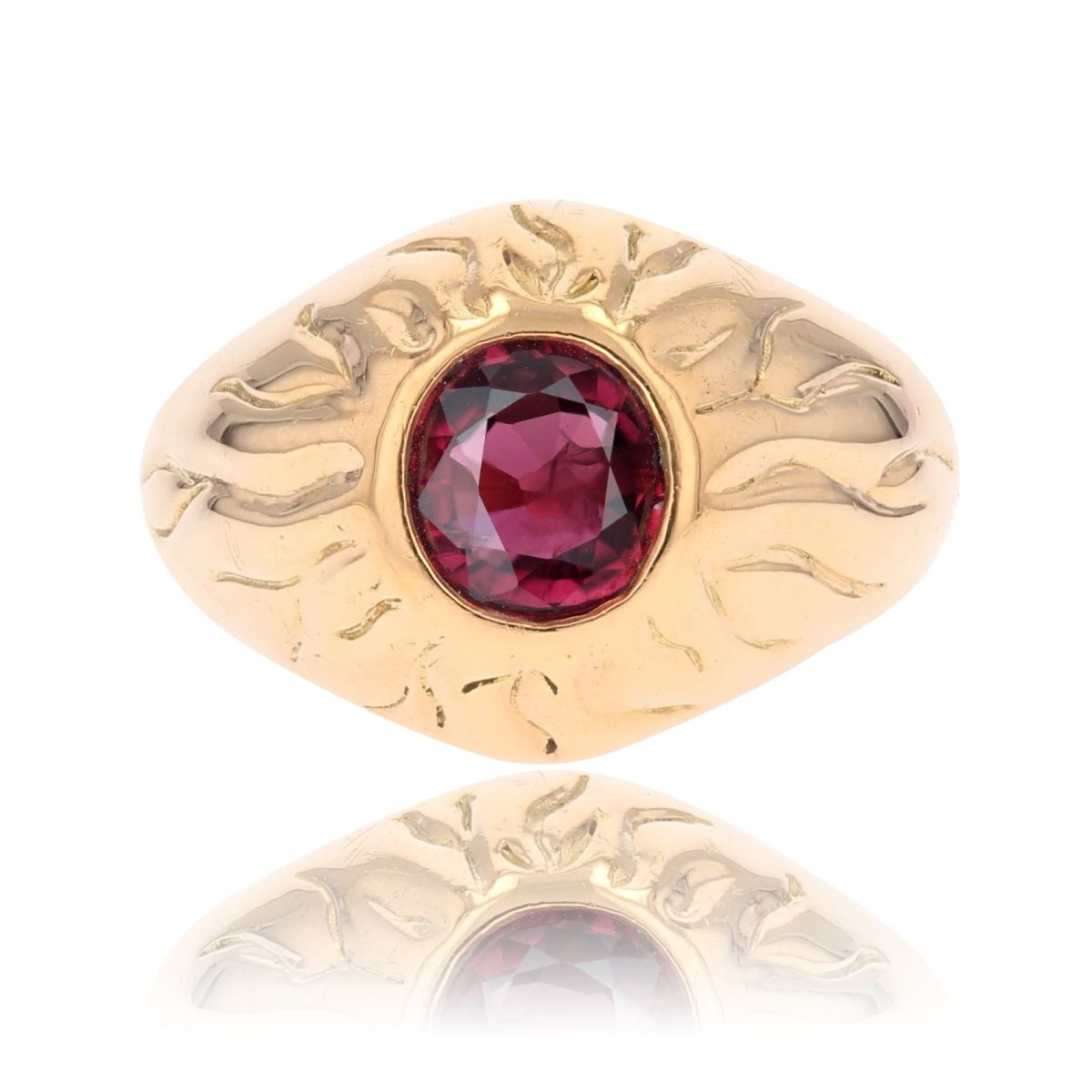 Bague Vintage Jonc en or jaune et rubis - Castafiore