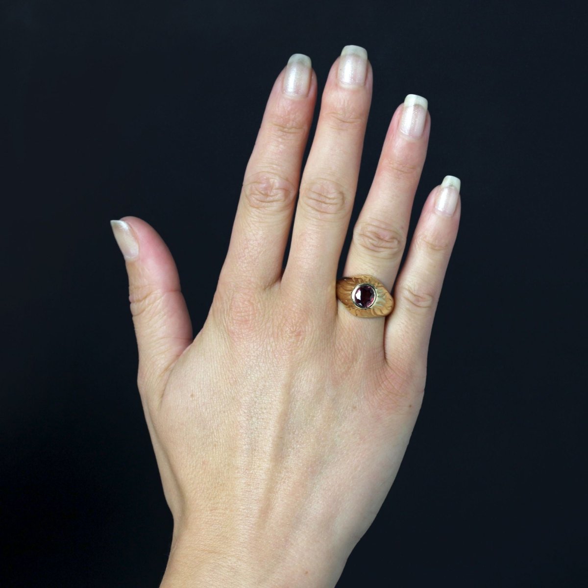 Bague Vintage Jonc en or jaune et rubis - Castafiore