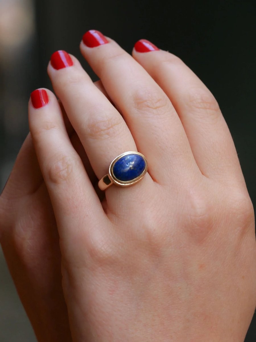 Bague vintage lapis lazuli or jaune - Castafiore