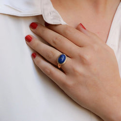 Bague vintage lapis lazuli or jaune