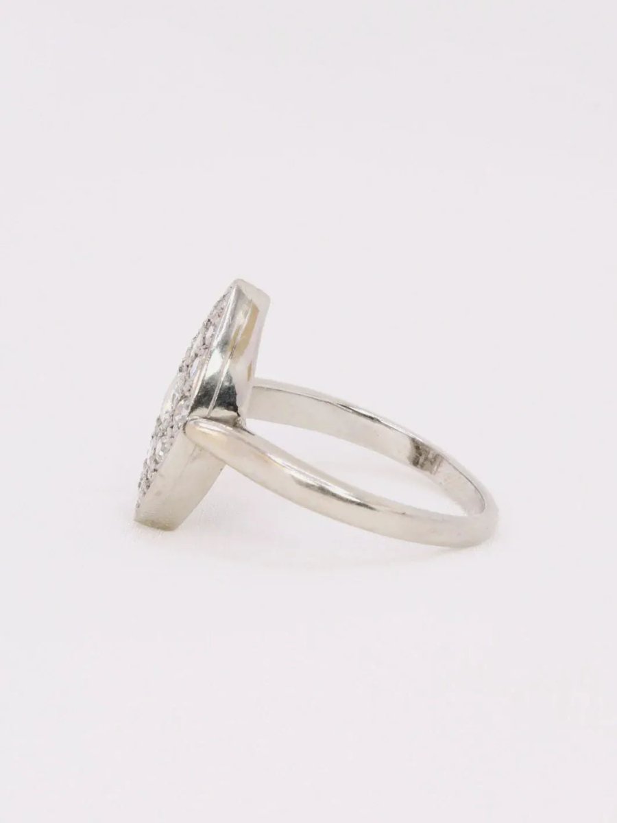 Bague vintage marquise or blanc diamants 1 ct - Castafiore