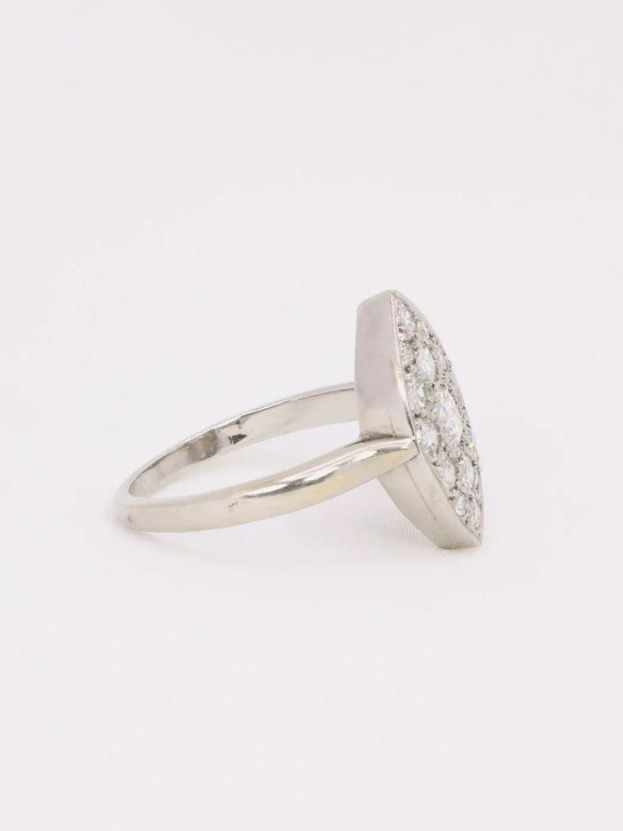 Bague vintage marquise or blanc diamants 1 ct - Castafiore