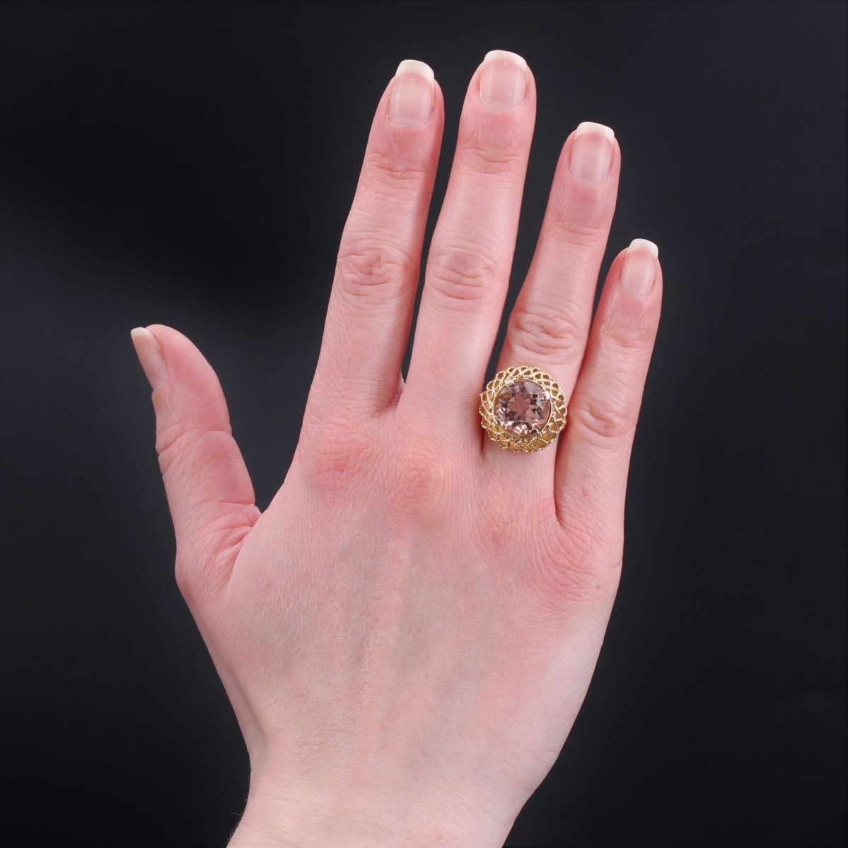 Bague vintage morganite et or - Castafiore