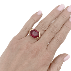 Bague vintage O.J. Perrin en or jaune, tourmaline rose et diamants - Castafiore