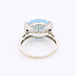 Bague Vintage Or 18 Carats, Topaze Bleue et Diamants - Castafiore