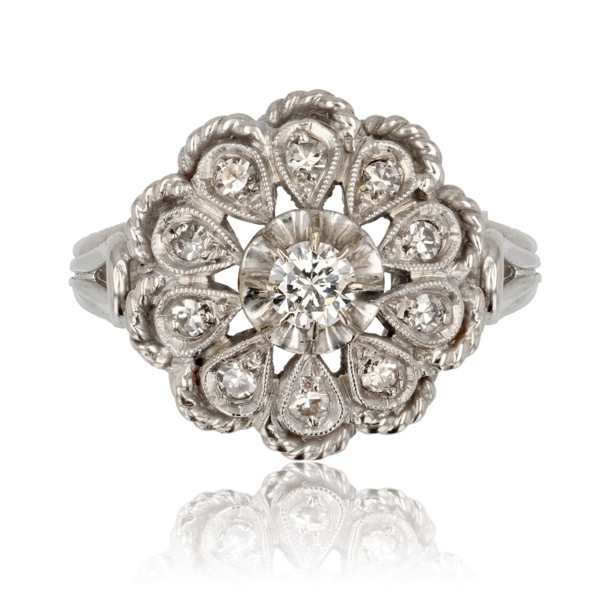 Bague vintage or blanc diamants - Castafiore