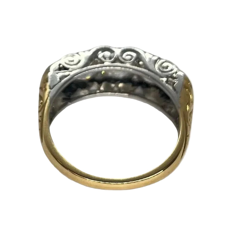 Bague Vintage or jaune platine et diamants 2,20 ct - Castafiore