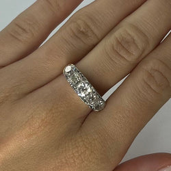 Bague Vintage or jaune platine et diamants 2,20 ct - Castafiore