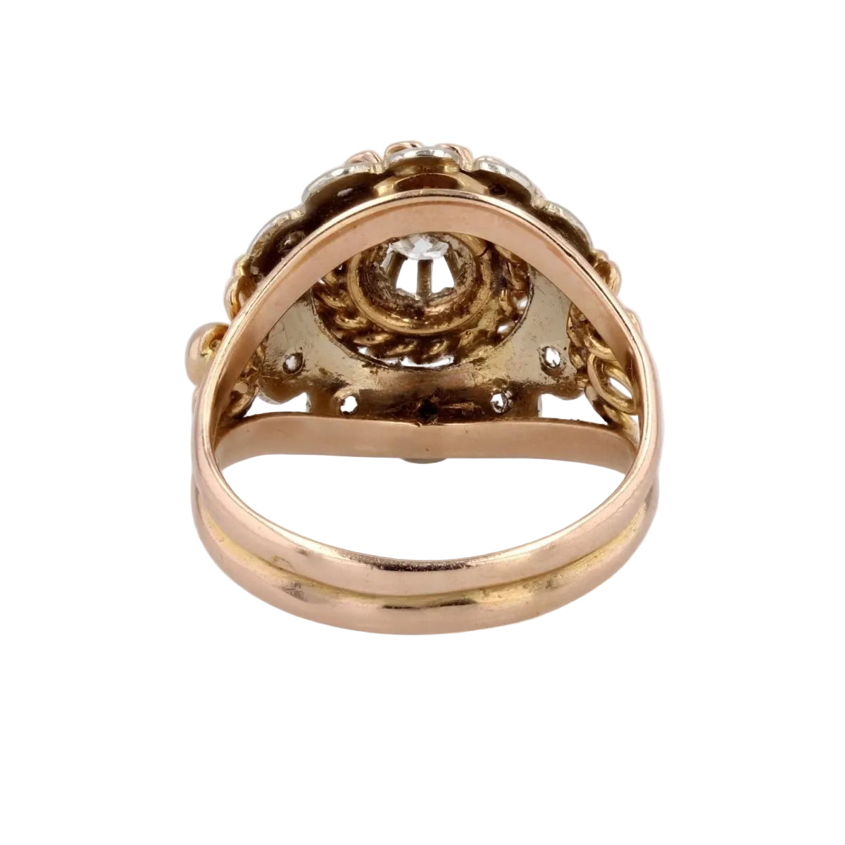 Bague vintage or rose et diamants - Castafiore