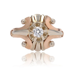 Bague vintage or rose or blanc diamant - Castafiore