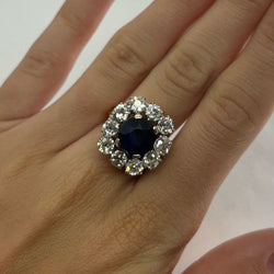 Bague vintage or rose saphir 3 ct et diamants 3 ct - Castafiore