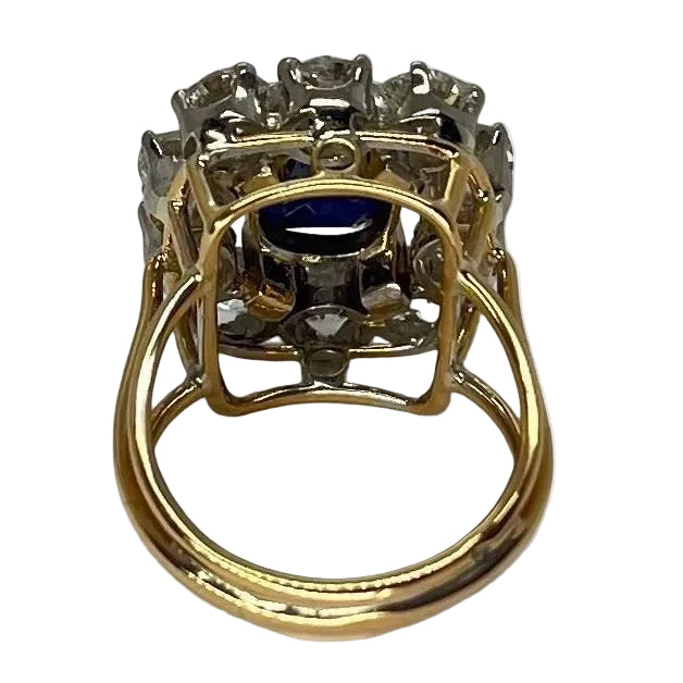 Bague vintage or rose saphir 3 ct et diamants 3 ct - Castafiore