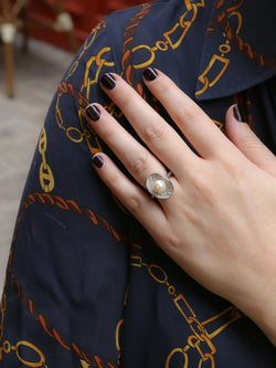 Bague vintage perle akoya diamants - Castafiore