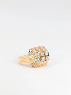 Bague vintage pyramidale en or 18k et diamants - 1950 - Castafiore