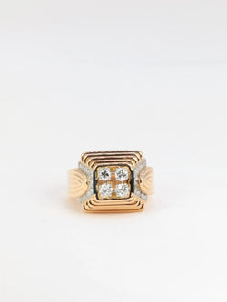 Bague vintage pyramidale en or 18k et diamants - 1950 - Castafiore