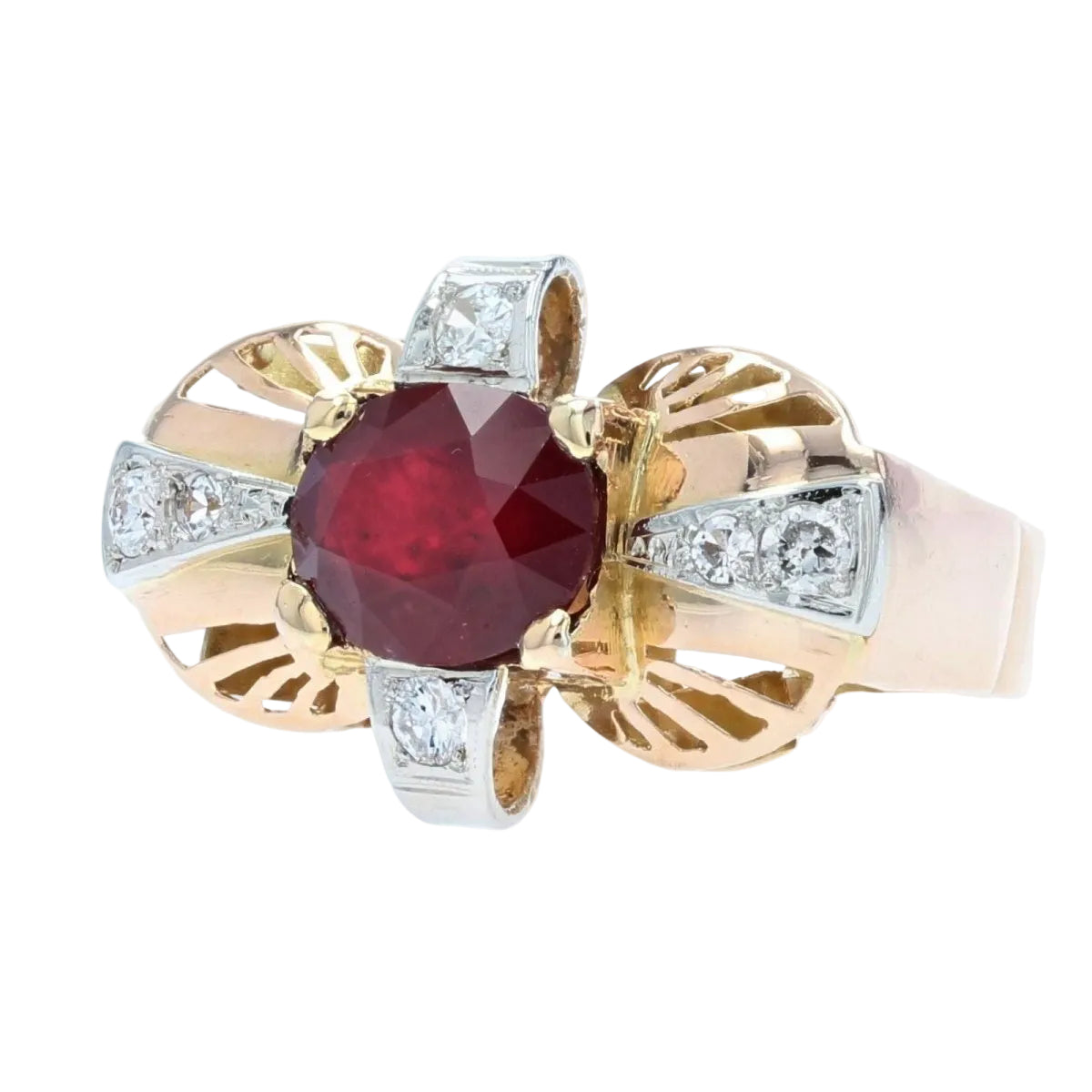 Bague vintage rubis et diamants - Castafiore
