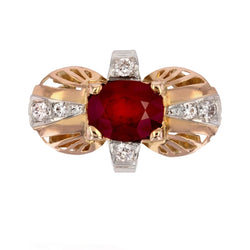 Bague vintage rubis et diamants - Castafiore