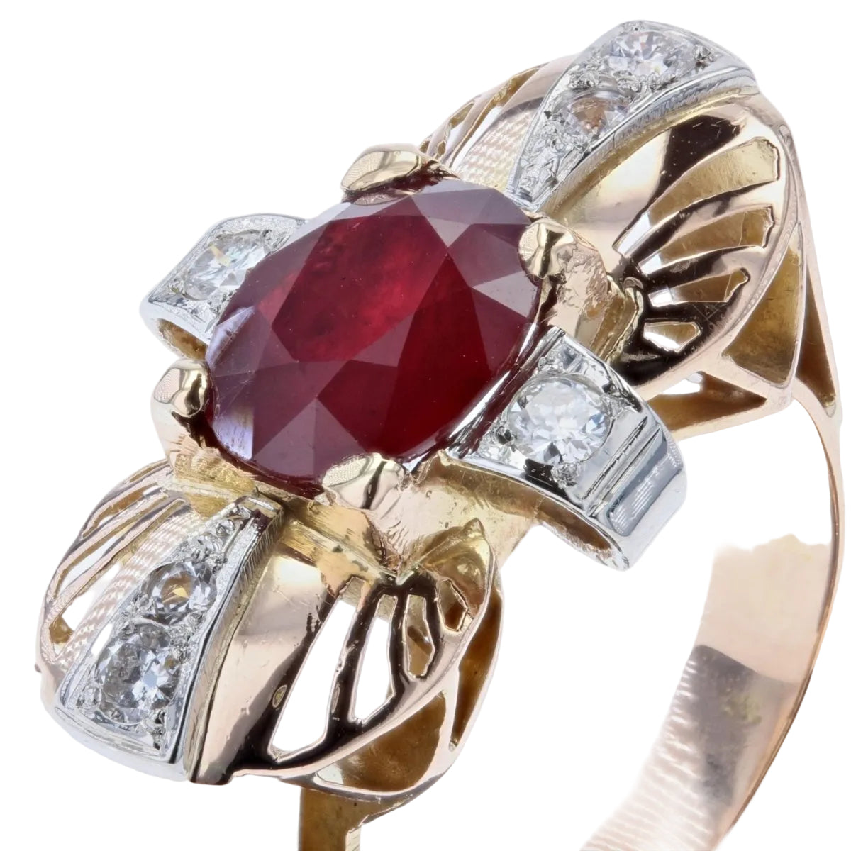 Bague vintage rubis et diamants - Castafiore